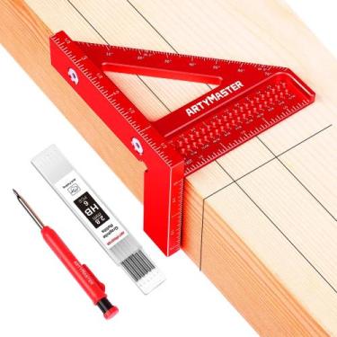 Imagem de Régua quadrada para carpintaria ArtyMaster WT102A com lápis de carpint