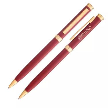 Imagem de Caneta Crown Personalizada Liverpool Gold Esferográfica Corpo em Metal Detalhes Dourados Gravação Laser Nome Logo Presente Luxo Executiva Original (Bordo)