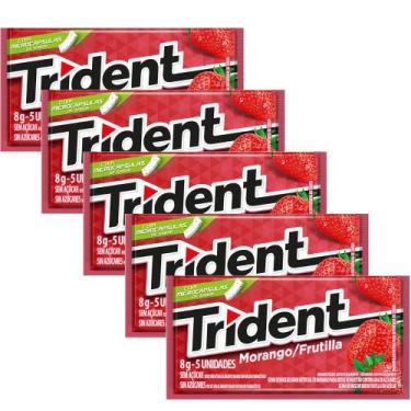 Imagem de Kit 5 Chiclete Trident Morango 8g com 5 Unidades