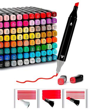 Imagem de 120 und Marcadores Ponta Dupla com Estojo Organizador