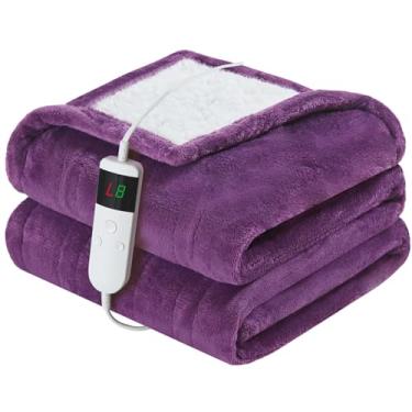 Imagem de DANENOSA Cobertor elétrico aquecido tamanho 127 x 152 cm, flanela macia e cobertor elétrico sherpa com 10 níveis de aquecimento, desliga automaticamente após 8h com proteção contra superaquecimento