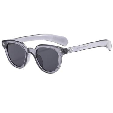 Imagem de VFDHN Óculos de sol retrô oval com rebites, armação, masculino e feminino, lentes degradê, uv400 (3)