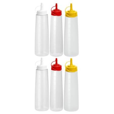 Imagem de Kit Bisnaga Flexível 500ml Prática E Resistente Ketchup Maionese Mostarda Restaurante (6, Mix)