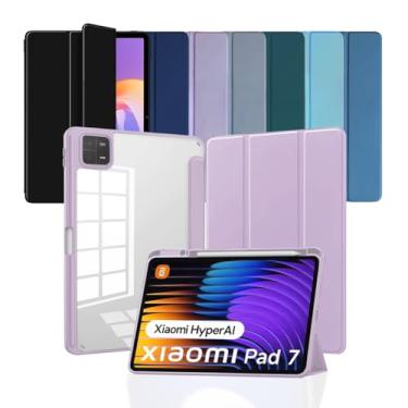 Imagem de Capa Smart Case Xiaomi Pad 7/7 Pro Acrílico - Tampa Magnética Sleep/Wake e Suporte para Caneta - Compatível com Xiaomi Pad 7/7 Pro (2024) (Rosa-claro, Apenas Capa)