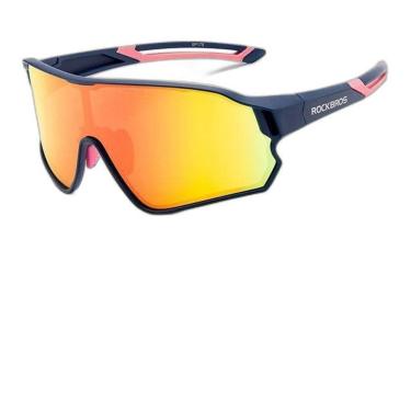 Imagem de Óculos Rockbros Polarizado UV400 - Azul Fosco com Rosa