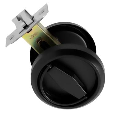 Imagem de Fechadura de porta redonda embutida de aço inoxidável 304 puxador de porta embutido oculto sem chave puxador de porta embutido para banheiro quarto ZJMCAJY (preto)