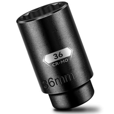 Imagem de BLACKROBOT Soquete de impacto profundo de 12 pontos de 36 mm, acionamento de 1/2 polegada, métrico, revestimento de fosfato de manganês preto