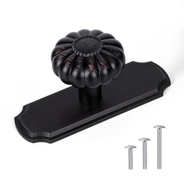 Imagem de Pacote com 8 puxadores de armário de bronze polido a óleo com placa traseira, puxadores de gaveta pequenos vintage, puxadores de cobre envelhecido e ferragens para cozinha, cômoda, banheiro, armário