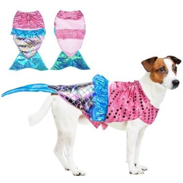 Imagem de Fantasia de cachorro sereia Coppthinktu para animais de estimação pequ