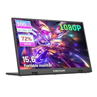 Imagem de sibolan Monitor portátil de 39.6 cm, suporte inferior dobrável, 1920 x 1080, 300 nits, 60 Hz, tela IPS, USB-C/HDMI, Plug & Play para produtividade, jogos e viagens