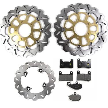 Imagem de Rotores e pastilhas de disco de freio dianteiro traseiro Arashi para Kawasaki Ninja ZX10R ZX-10R 2008-2010, acessórios de substituição de motocicleta dourado