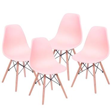 Imagem de Cadeira Charles Eames Design Clássico com Encosto Anatômico, Assento Ergonômico e Pernas de Madeira Natural para Sala, Escritório ou Jantar - Unidade ou Kit (10, Salmão, Adulto)