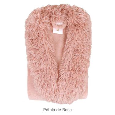 Imagem de Roupão Infantil Microfibra Gola Pelos Cor: Petalas De Rosa G