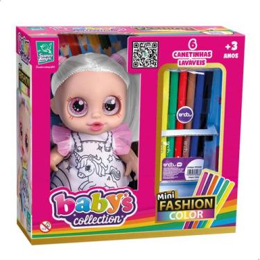 Imagem de Boneca Babys Collection 23cm Mini Fashion Color Com 6 Canetas 645 - Su