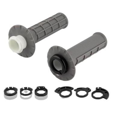 Imagem de Punhos de motocicleta 22 mm de aderência de mão com a câmera de encaixe, punhos de guidão de bicicleta suja compatíveis com CRF SXF EXC (cinza)