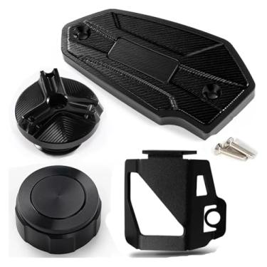 Imagem de Tampas de fluido de freio dianteiro e traseiro da motocicleta e acessórios de proteção da tampa de enchimento de óleo compatíveis com Z 900 Z900 2017-2022 2023 2024 (quatro pretos)