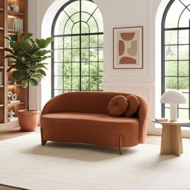 Imagem de Sofá Orgânico 2 Lugares C/2 Almofadas Curvo Sala Recepção Amsterdã Boucle - Montanaris Decor (Terracota)