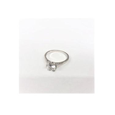 Imagem de Anel Folheado Prateado Noivado Debutante Zirconia Ponto Luz
