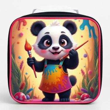 Imagem de Lancheira Infantil Térmica para Escola Panda Grande - Pikuka, Preto