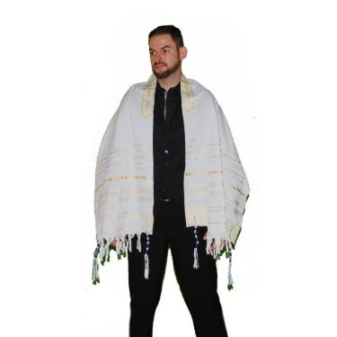 Imagem de Talit messiânico branco 55 x 180 cm -  - de israel