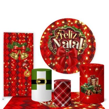 Imagem de Trio Capas Cilindro e Painel Redondo e Lateral e Tapete Natal - Fadrix