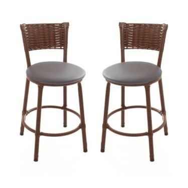 Imagem de KIT 2 Banquetas Baixa Encapada Junco ARGILA Area Gourmet - ESPAÇO JUNC