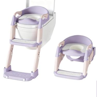 Imagem de ninho design Assento Redutor Infantil para Vaso Sanitário com Escada Infantil Assento Redutor Infantil Para Vaso Sanitário Pinico Infantil, Penico, Almofadado, Desfralde, Antiderrapante Rosa e Roxo