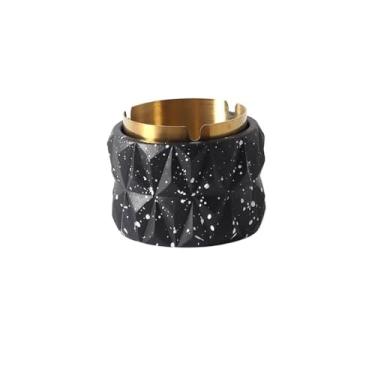 Imagem de Cinzeiro geométrico para cinzeiro de concreto conjuntos de combinação de aço inoxidável spray dot design cinzeiro de cimento externo acessórios para fumar cinza ao ar livre (preto)