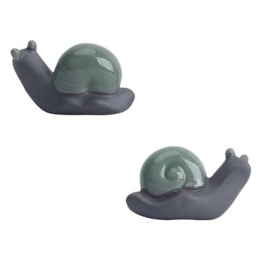 Imagem de YXQ Mini decoração de caracol 2 peças de tampas de parafuso de vaso sanitário decorativas figuras de animais em miniatura ornamentos de paisagem de musgo para decoração ao ar livre, tampas de tampa de