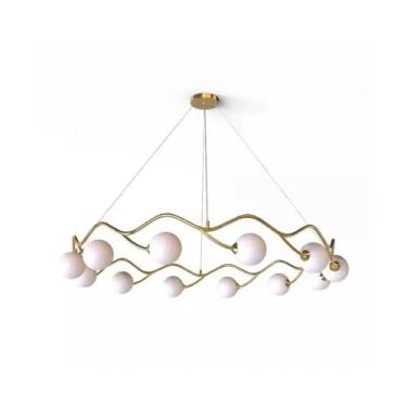 Imagem de Lustre de vidro branco moderno sala de estar restaurante quarto luminária suspensa cordão ajustável decoração de arte para casa