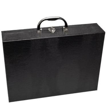 Imagem de Porta Joias Grande Em Maleta Dupla - Organizador Com VáRias Bandejas Para Bijuterias, Ideal Para Viagem - Caixa Grande Para Guardar Toda Sua ColeçãO(Preto c/Vermelho)
