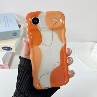 Imagem de DEFBSC Capa para iPhone Air, linda capa de telefone com estampa de arte ondulada transparente para mulheres e meninas, capa protetora durável com moldura ondulada, proteção total para câmera para