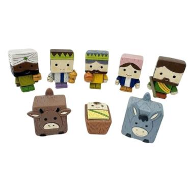 Imagem de Fancyes Conjunto de 8 figuras de presépio de Natal, decoração de mesa, figura de presépio da Sagrada Família, estátua de resina para prateleira