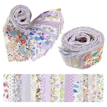 Imagem de 80 peças de tecido gelatinoso para tiras de acolchoamento, tecido acolchoado de algodão macio, 6 x 50 cm, rolos de tecidos de retalhos florais para estofamento e costura, artesanato DIY (roxo - 80