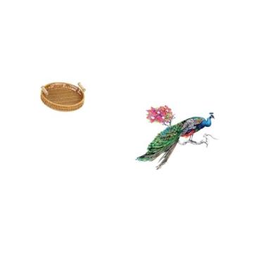 Imagem de Fenteer Cesta de Frutas Trançada, Tigela de Lanche, Prato de Pão, Decalque de Parede Decorativo, Arte, Adesivo de PVC, Mural para Sala de Estar, Cozinha, Sofá