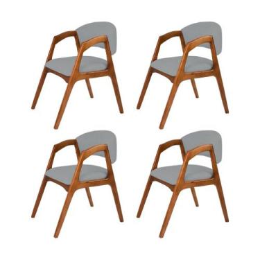Imagem de Conjunto com 4 Cadeiras de Jantar Estofada Gabriela Cerejeira Linho Ci