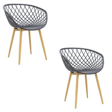 Imagem de Cadeira Sala Jantar Braços Polipropileno kit2 Clarice Preto R02 - D'Rossi