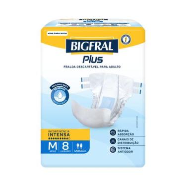Imagem de Fralda Adulto / Geriátrica - Bigfral Plus - Tamanho M  Pacote c/8un