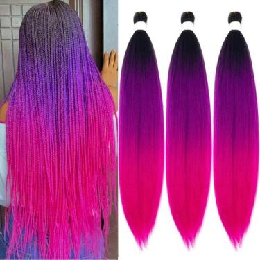 Imagem de Cabelo trançado Ai Yuchen, pré-esticado, preto, roxo, rosa, 24 polegad