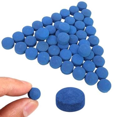Imagem de Mimalexin Kit de substituição de 50 peças de pontas de taco de bilhar, pontas azuis para taco de bilhar com caixa de armazenamento, pontas de bastão de couro de 13 mm para suprimentos aprimorados de