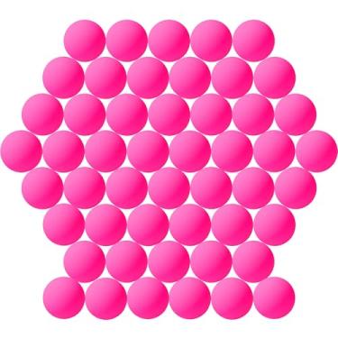 Imagem de Jedulin Bolas de pingue-pongue de 40 mm, pacote com 50 bolas de tênis coloridas sortidas, bolas de plástico multicoloridas, bolas de pingue-pongue para cerveja pongue, artes e artesanato, decoração de festa, bolas de gato (rosa choque)