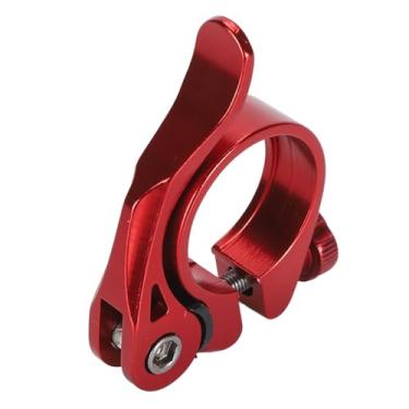 Imagem de Pilipane Braçadeira de selim de bicicleta profissional de liga de alumínio de 31,8 mm, leve, liberação rápida, grampo de espigão de bicicleta para mountain road bike (vermelho)