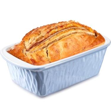 Imagem de NUTRIUPS Forma retangular de cerâmica de 22 x 15 cm para assar pão (azul)
