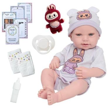 Imagem de Boneca Reborn Larinha Corpo 100% Silicone Com Kit Itens - Cegonha Rebo