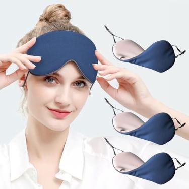 Imagem de Máscara de dormir, máscara dupla face quente e fria para dormir pacote com 3, venda macia ajustável para bloqueio de luz, máscara de sono confortável para viagens, soneca, meditação azul