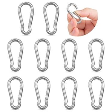Imagem de Pacote com 10 chaveiros de aço inoxidável, chaveiros de 6 cm com ganchos de pressão, clipe de chaveiro resistente, conjunto organizador de chaves, Qick Link