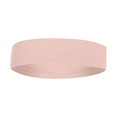 Imagem de , Faixa de cabeça absorvente, faixa elástica para transpiração com tiras duplas para corrida, ciclismo, futebol, ioga (rosa)