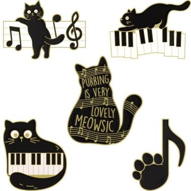 Imagem de 5 peças broche de gato preto - broche de lapela felino esmaltado, animais de anime, joias fofas para blazer, acessórios de roupas, bolsa, chapéu, B, P