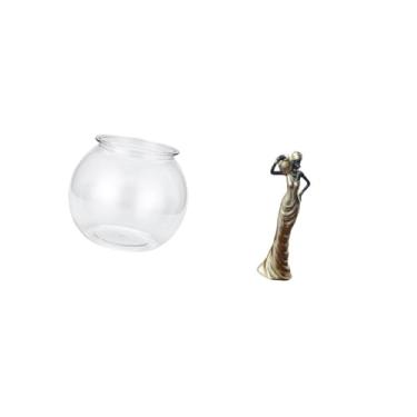 Imagem de Fenteer Vaso Transparente para Aquário com Escultura Tribal Africana de, Enfeite de Mesa para Quarto, Sala de Estar, Mesa, Decoração para Casa, Present