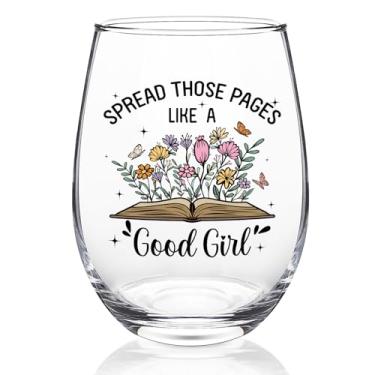 Imagem de Futtumy Spread Those Pages Like A Good Girl, taças de vinho 500 ml, presentes para amantes de livros para mulheres, presentes de Natal para amantes de livros, mulheres leitoras, acessórios de leitura